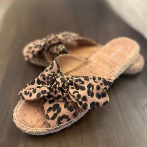 LEOPARD SLIP ON SANDALS
